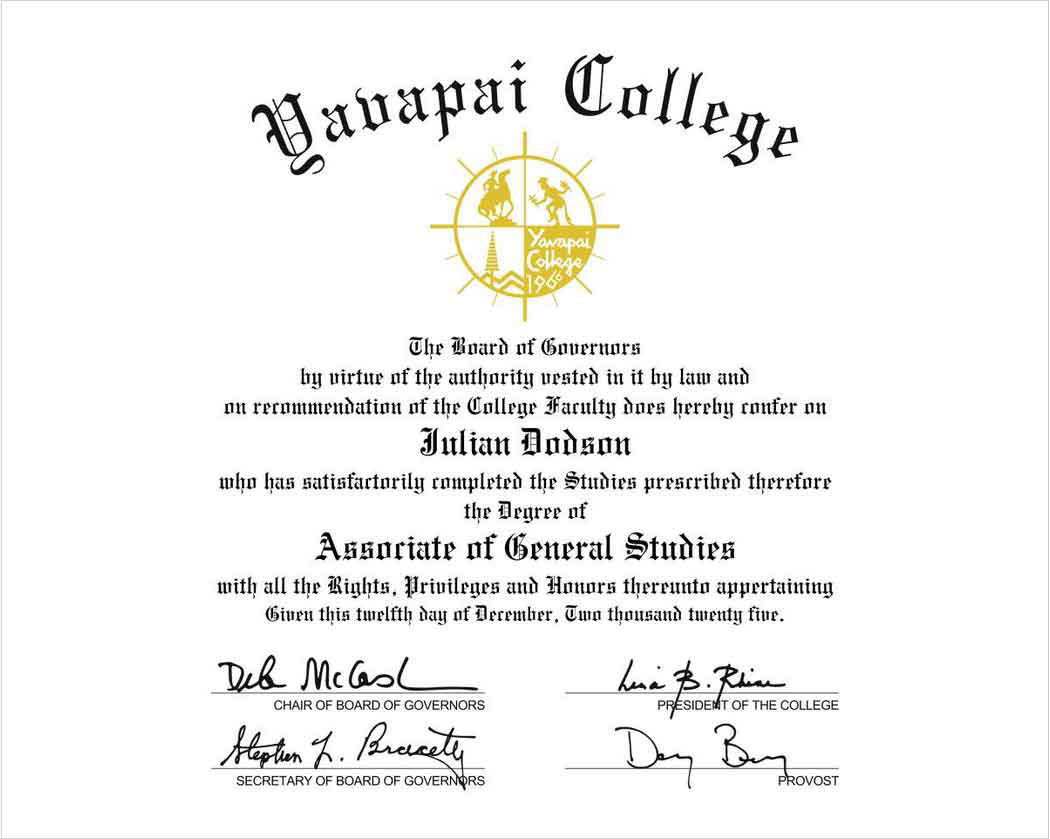 Associate of General Studies certificate